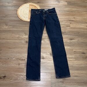 GUSTIN Selvedge Mens Blue Denim Dark Wash Slim Fit Jeans